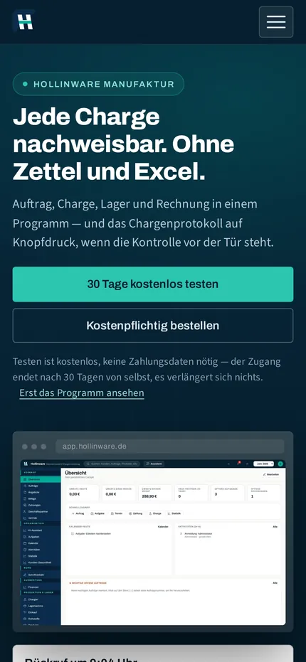 Dieselbe Seite auf dem Telefon